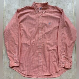 Ralph Lauren Shirt Mens 2XL Orange White Gingham Button Down Blake Cotton Pony